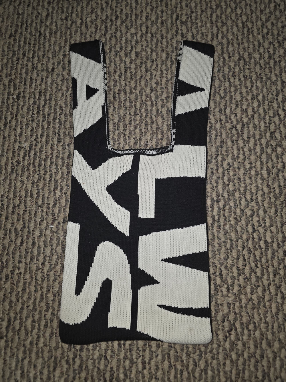 Black and White Graphic Knit Tote Bag